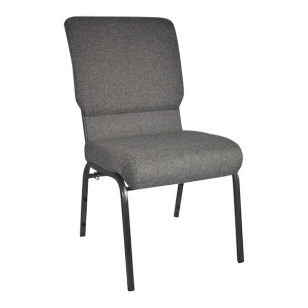 A Flash Furniture charcoal church chair with black legs.