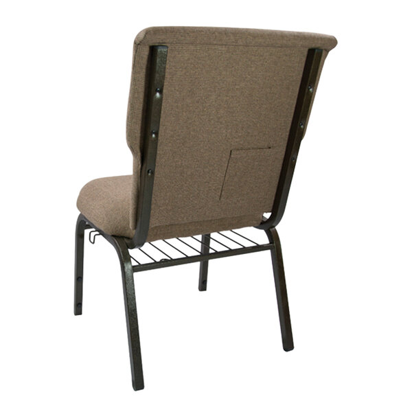 A Flash Furniture mixed tan church chair with a brown metal frame.
