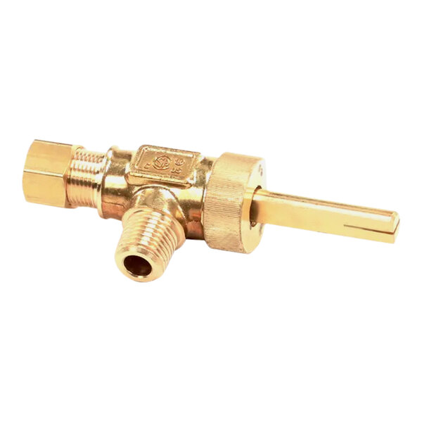 A close-up of a brass Alto-Shaam AR-6G series burner valve with a gold metal handle and nut.