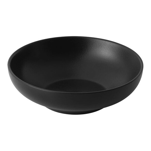 A black bowl with a white background.