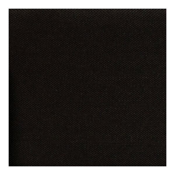 A close-up of a black Flash Furniture church chair with wood accents.