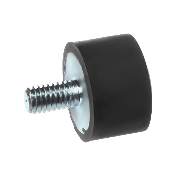 A black rubber foot with a screw.