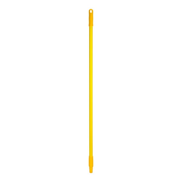 A yellow Remco ColorCore floor squeegee with a yellow fiberglass handle.