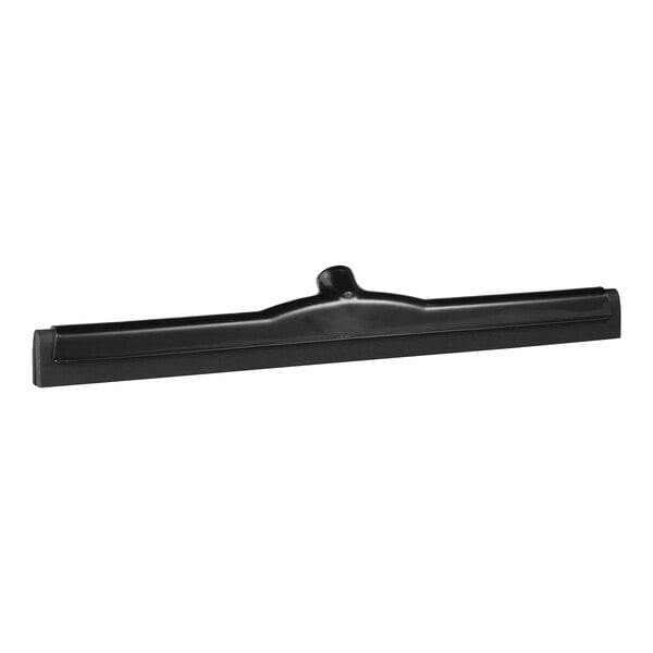 A black squeegee with a black handle.