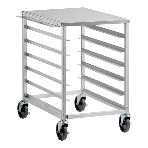 Regency 6 Pan End Load Aluminum Undercounter Bun / Sheet Pan Rack with Stainless Steel Top and Side Channel