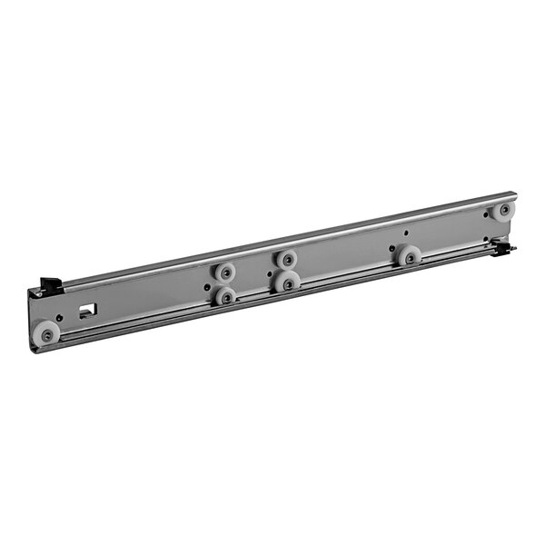 A Turbo Air left drawer rail assembly metal bar with many holes.