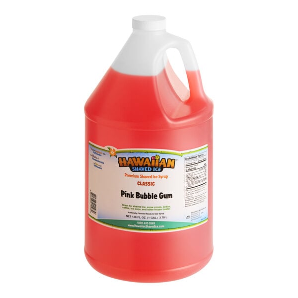 Hawaiian Shaved Ice Pink Bubble Gum Snow Cone Syrup 1 Gallon