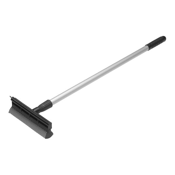 A black and silver Vikan windscreen scraper with a telescopic handle and sponge.