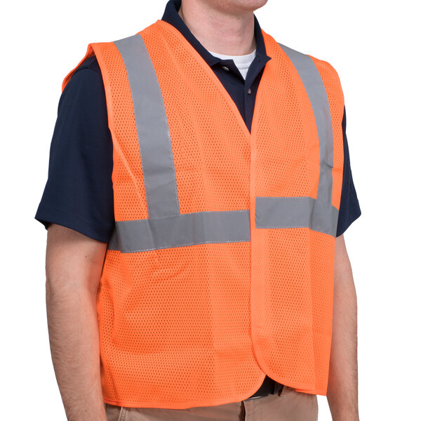 An orange Cordova high visibility safety vest with reflective stripes.