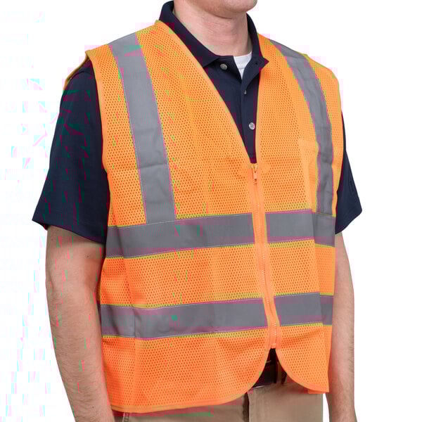 A Cordova orange high visibility safety vest with reflective stripes.