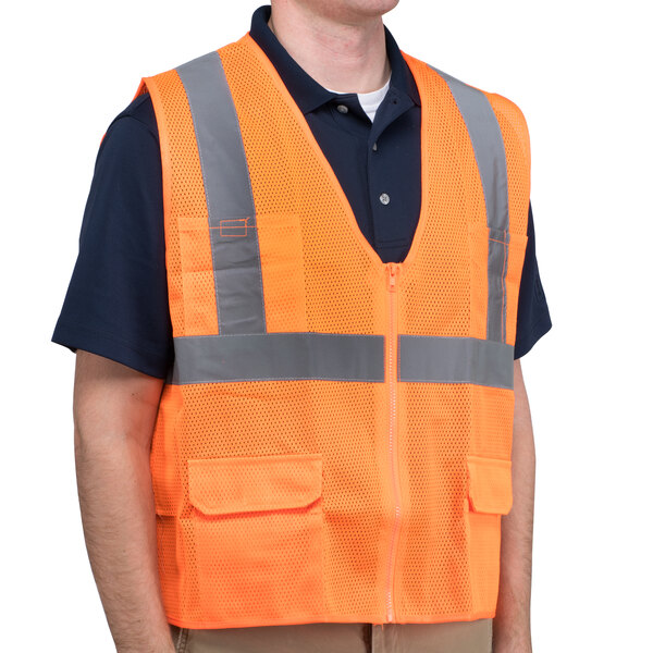 A Cordova orange high visibility safety vest with reflective stripes.