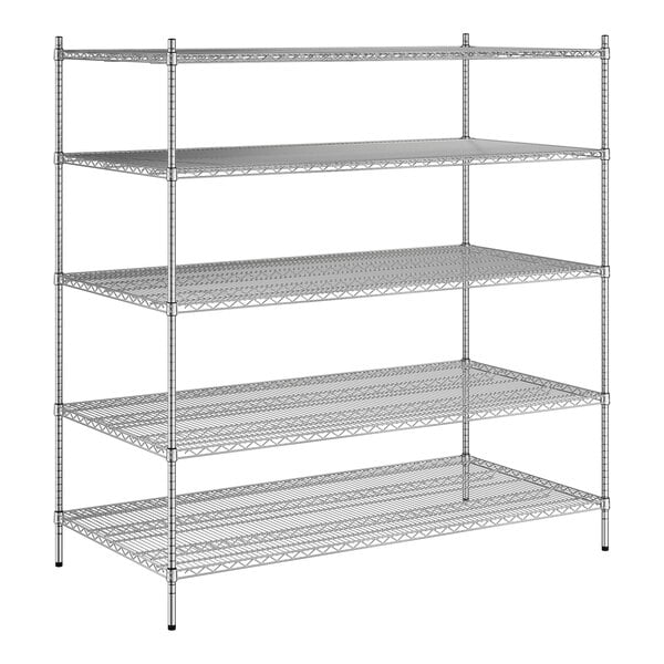 A Regency wire shelving unit with 5 shelves.