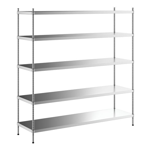 A Regency stainless steel shelving unit with 5 shelves.