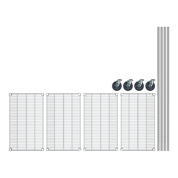 A close-up of a Regency stainless steel wire grid shelf.