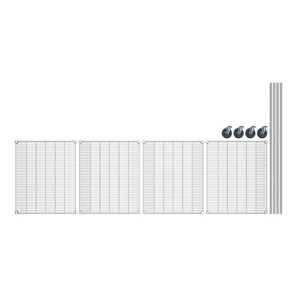 A Regency stainless steel wire shelving unit with 4 shelves.