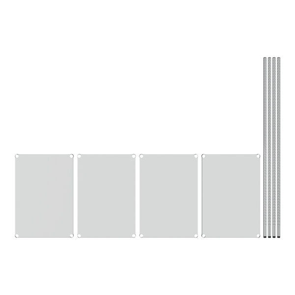 A white rectangular Regency shelving unit with four metal shelves.