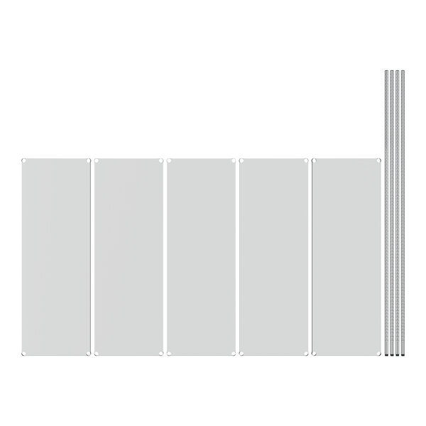 A white rectangular object with metal rods and holes and a white stripe on the edges.