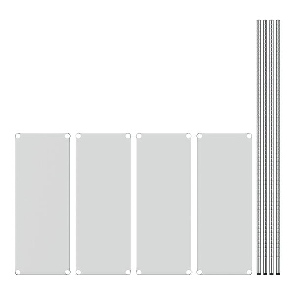 A white rectangular object with four metal shelves.