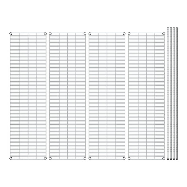 A group of several metal wire grids.