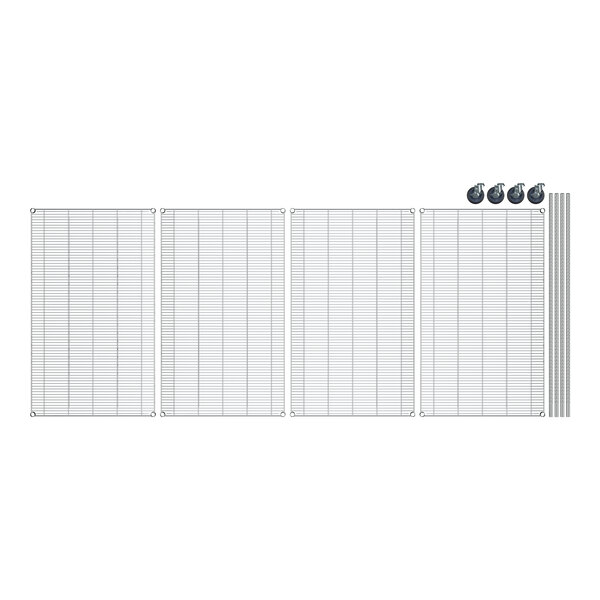 A Regency stainless steel wire shelving unit with four shelves.