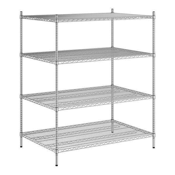 A Regency stainless steel wire shelving unit with 4 shelves.