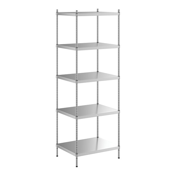 A Regency stainless steel shelving unit with five shelves.