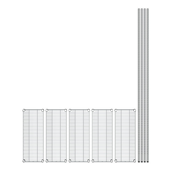 A Regency stainless steel wire rack with metal bars and grids.