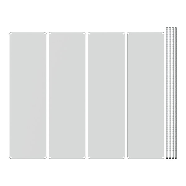 A white rectangular object with 4 metal shelves.