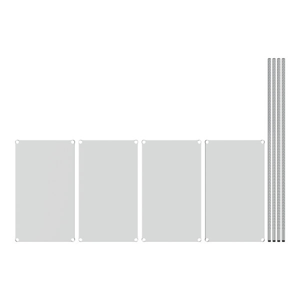 A white rectangular object with four metal shelves inside.