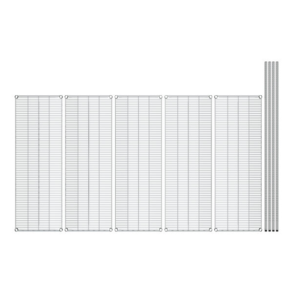 A row of metal grids with white background.
