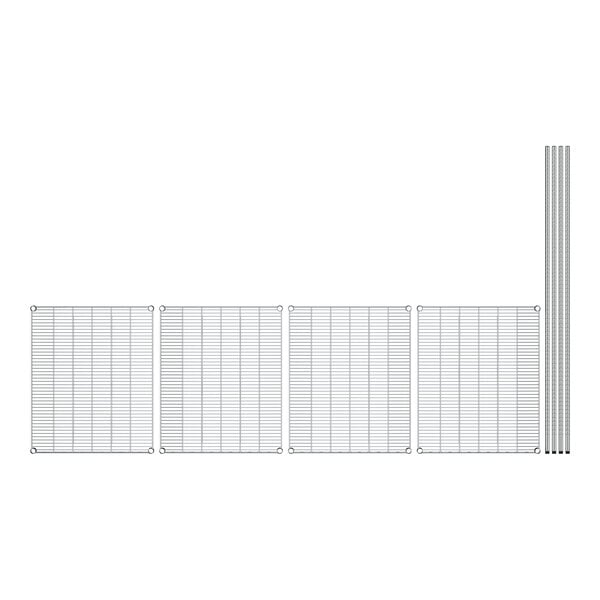 A row of metal grids on a white background.
