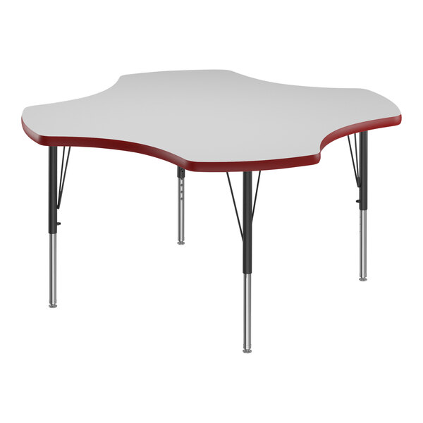 A white activity table with a red edge.