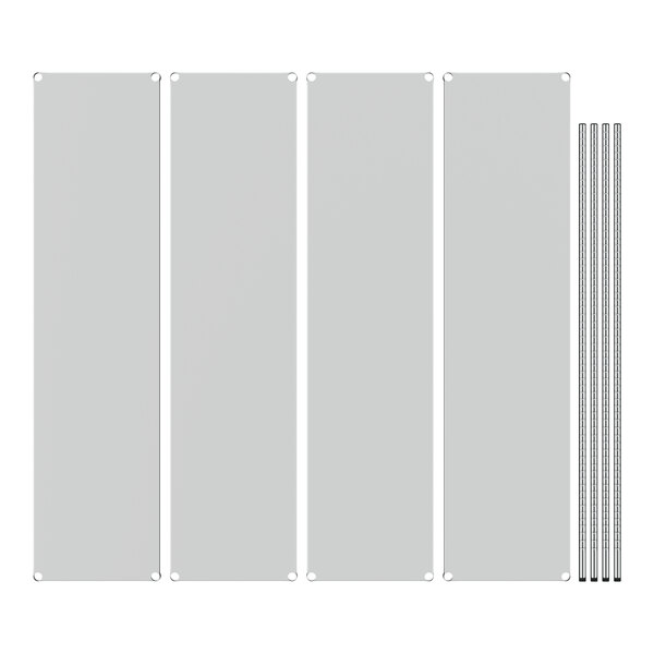 A white rectangular object with four metal shelves.