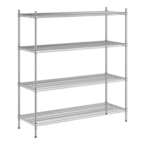 A Regency stainless steel wire shelving unit with 4 shelves.