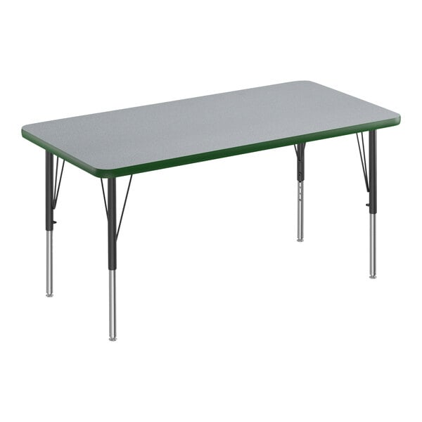 A rectangular Correll activity table with a green border.