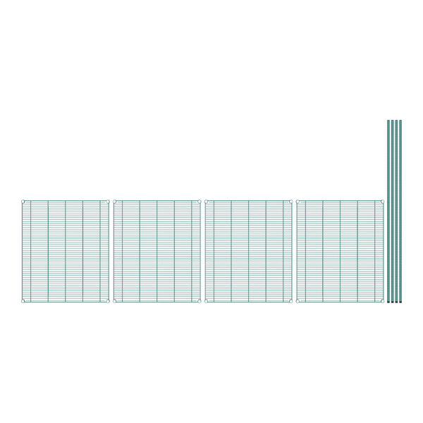 A drawing of a white rectangular grid with green lines.