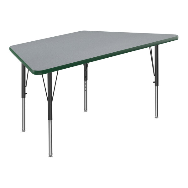 A grey rectangular Correll activity table with black legs.