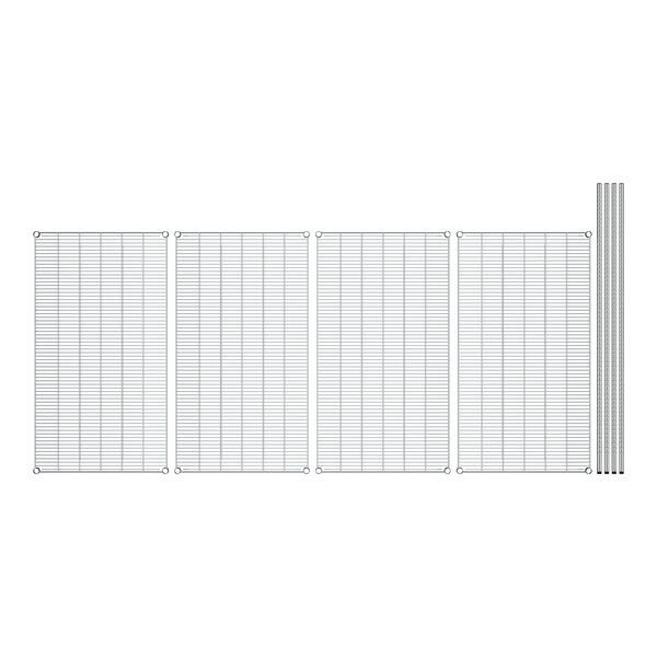 Regency NSF stainless steel wire shelving with four metal grids.