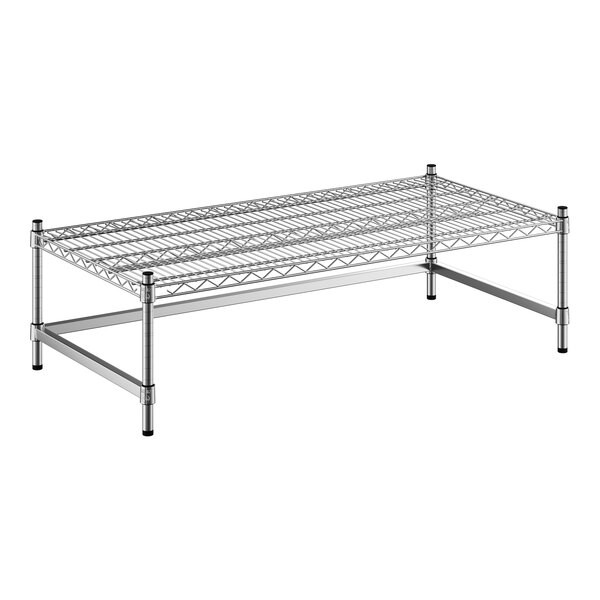 A Regency stainless steel dunnage rack with a 3-sided frame.