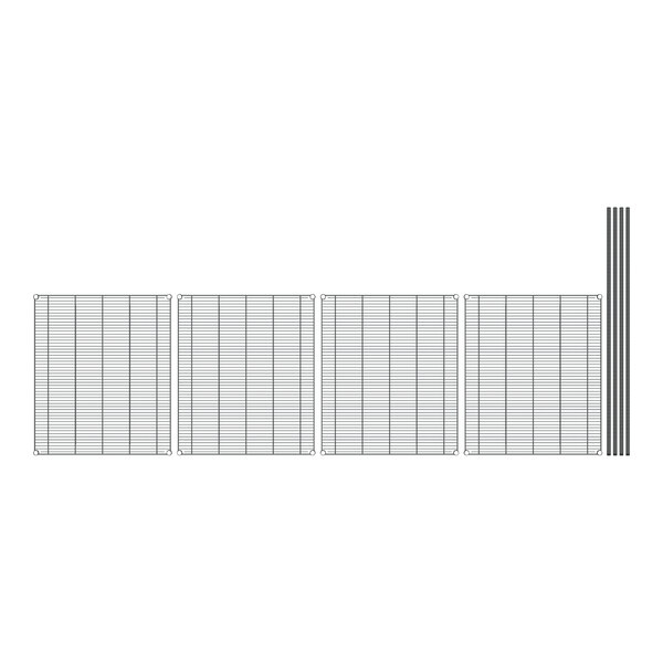 Regency black wire shelving with 4 grids on each shelf.