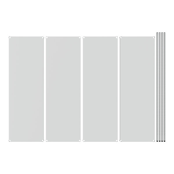 A white rectangular object with metal rods and 4 shelves.