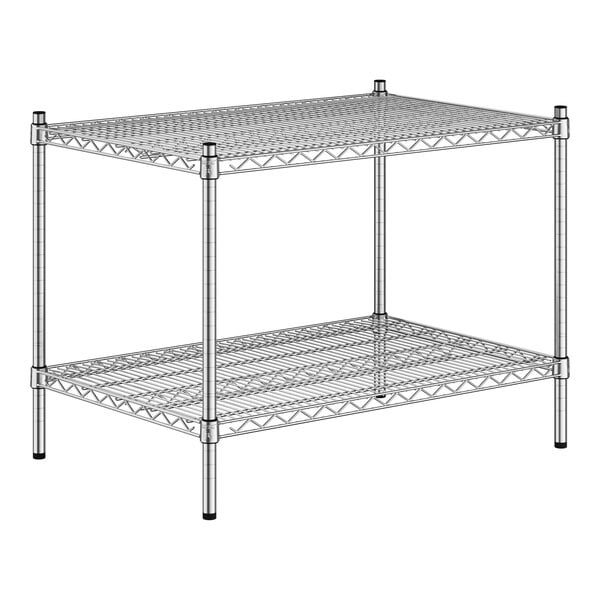 A Regency stainless steel wire shelving unit with 2 shelves.