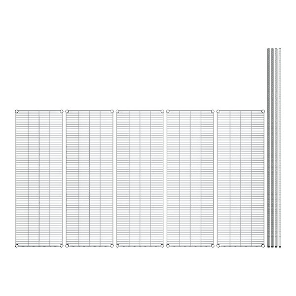 A white sheet of paper with a grid and a row of metal grids.