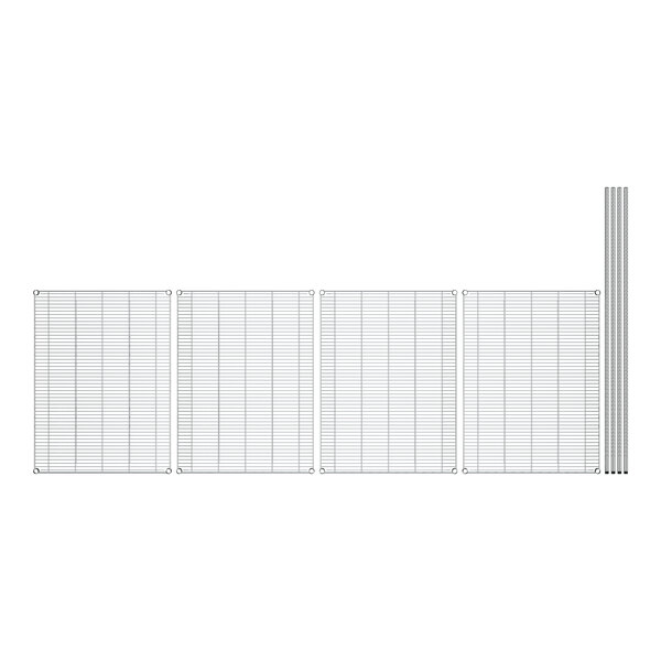 Regency stainless steel wire shelving grid with 4 shelves on a white background.