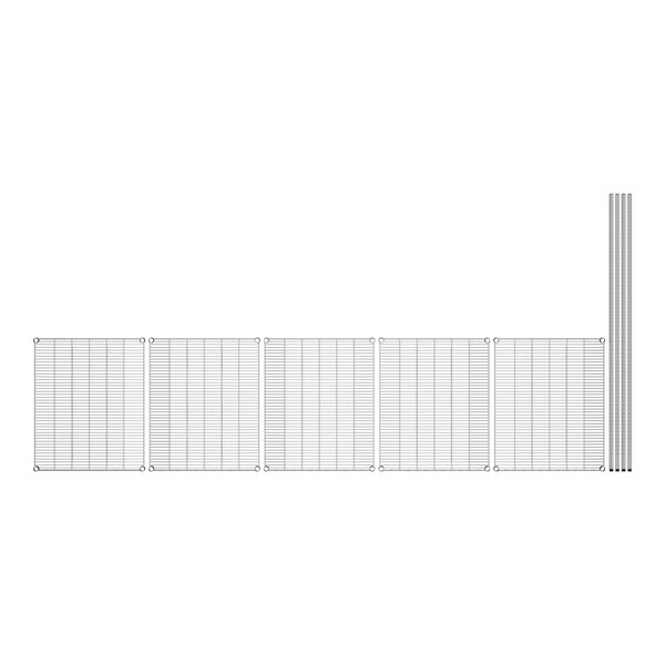 A row of metal grids on a white background.