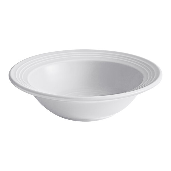 A white bowl with a curved edge.