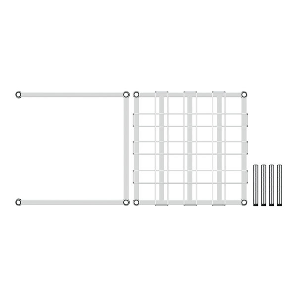 A white metal Regency wire grid with metal bars.