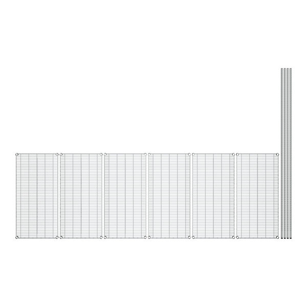 A white metal grid with metal rods on a white background.