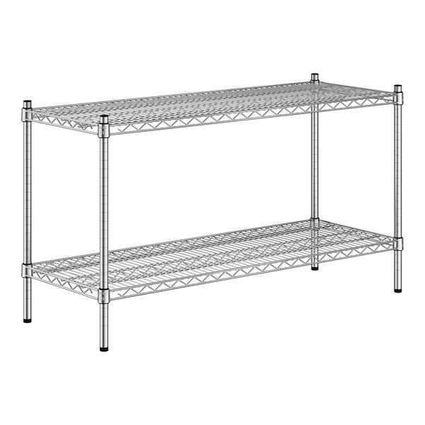 Regency NSF stainless steel wire shelving starter kit with 2 shelves.