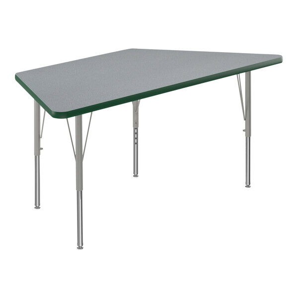 A grey rectangular Correll activity table with silver legs.